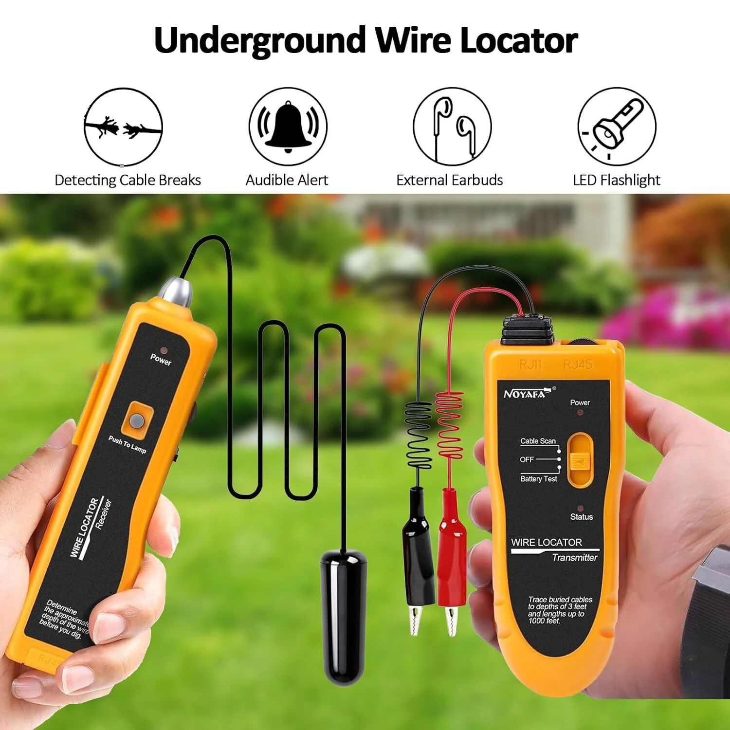NOYAFA Cable Tester & Wire Locator - 1640ft Range, 3ft Depth, LED Flashlight - Image 3