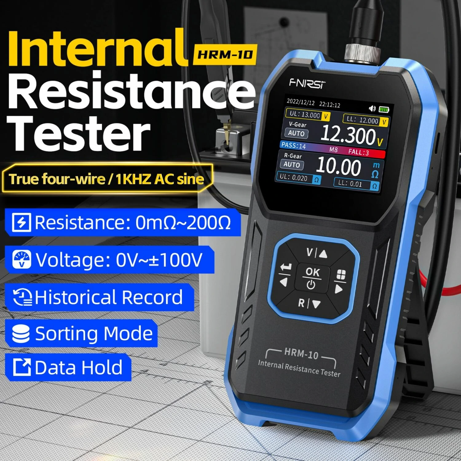 FNIRSI HRM-10 Battery Tester - Internal Resistance & Voltage Meter for 18650 Lithium Car Battery - Image 2