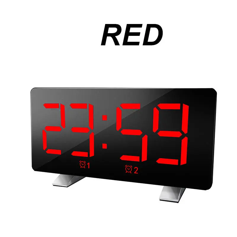 Mirror Digital LED Alarm Clock with Snooze - USB Powered & Night Mode Display - Image 5