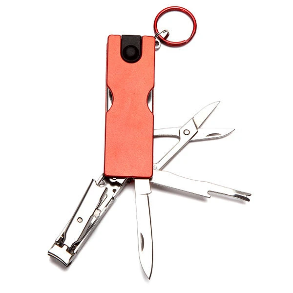 8 in 1 Multitool Keyring - Nail Clippers, File, Cleaner & LED Flashlight - Image 5