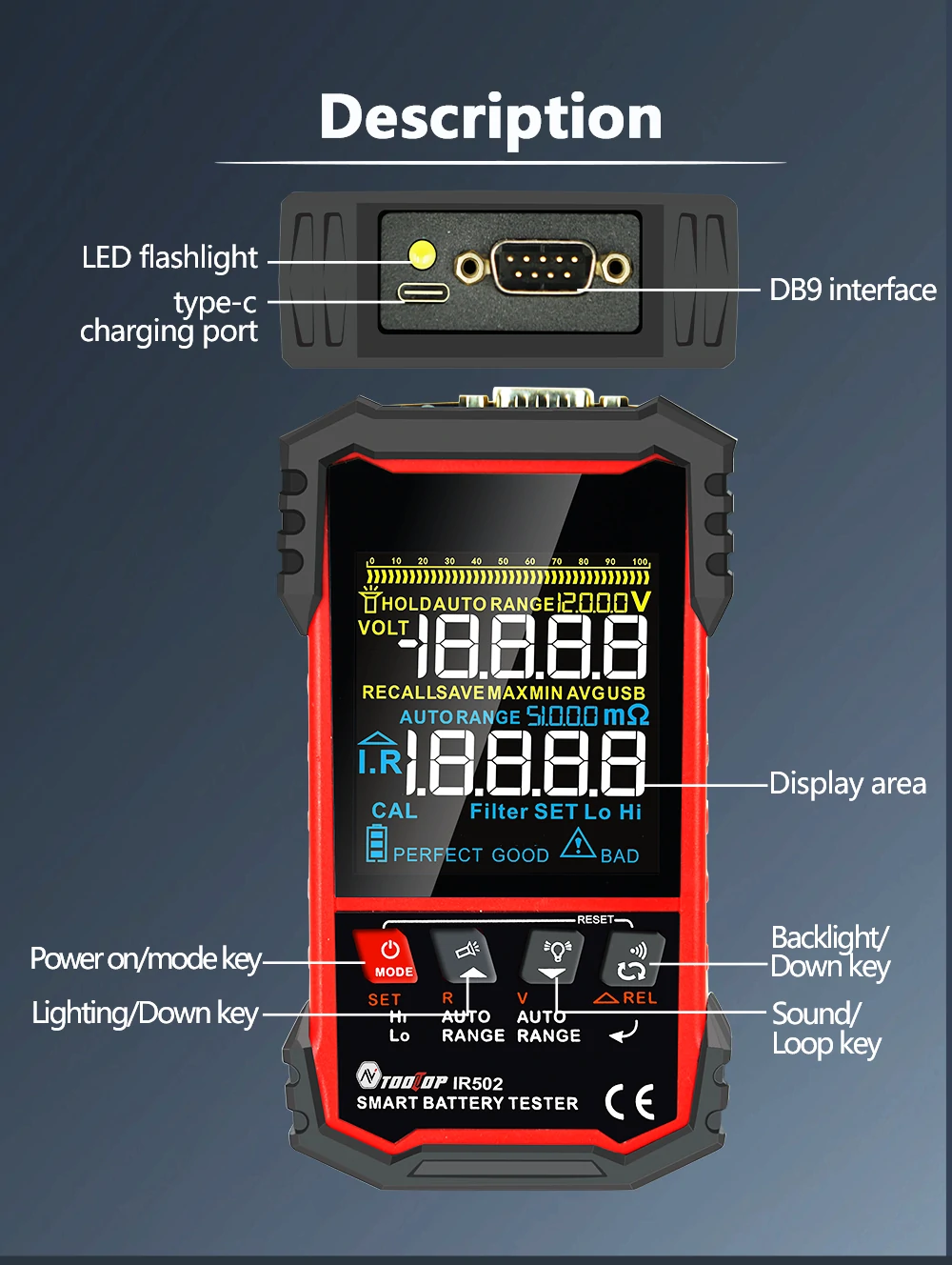 MUSTOOL IR502 IR500 Battery Internal Resistance Tester | 4-Wire Kelvin | 120V 500Ω | Lead-acid Lithium NiCd - Image 5
