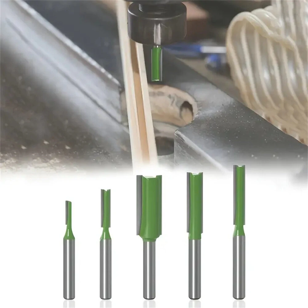 7PCS Straight Cut Router Bit Set - 1/4 Shank Tungsten Carbide for Woodworking - Image 5