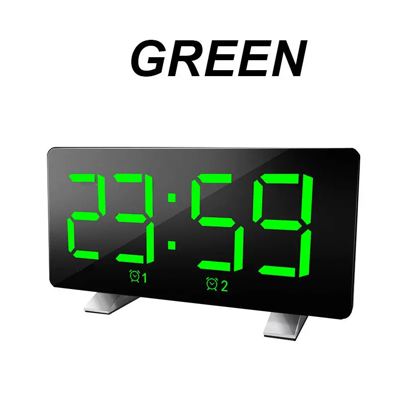 Mirror Digital LED Alarm Clock with Snooze - USB Powered & Night Mode Display - Image 3