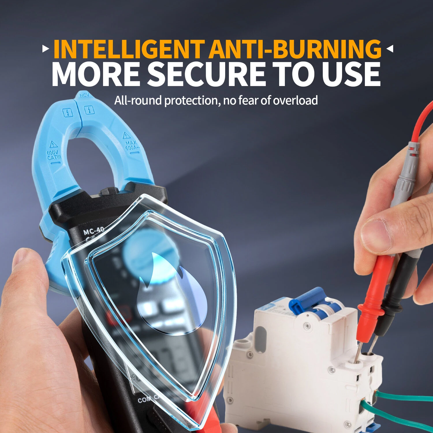 FNIRSI MC-40 600A True RMS Clamp Meter - Auto Ranging Multimeter with NCV & Backlight - Image 4