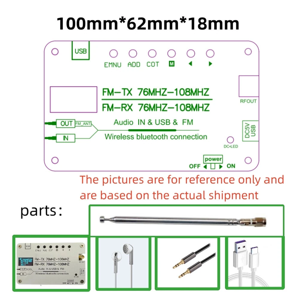 Multi-function FM Transmitter & Receiver | Bluetooth AUX USB | 76-108MHz Portable Radio - Image 4