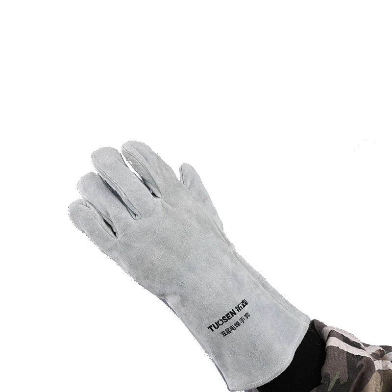 Double-Layer Leather Welding Gloves - 14 Inch Anti-Scald Repair Tools - Image 2