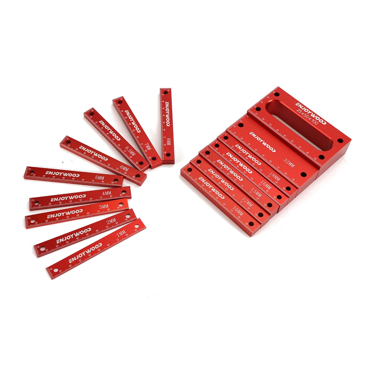 ENJOYWOOD Metric Gauge Blocks Set - Aluminum Alloy Precision Measurement - Red - Image 4