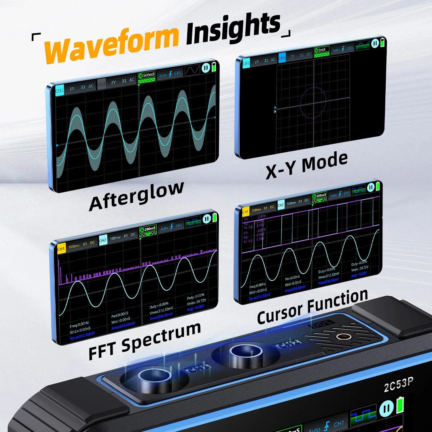 FNIRSI 2C53P 50MHz Oscilloscope | 2CH 250Ms/s - Signal Generator & Multimeter - Image 5