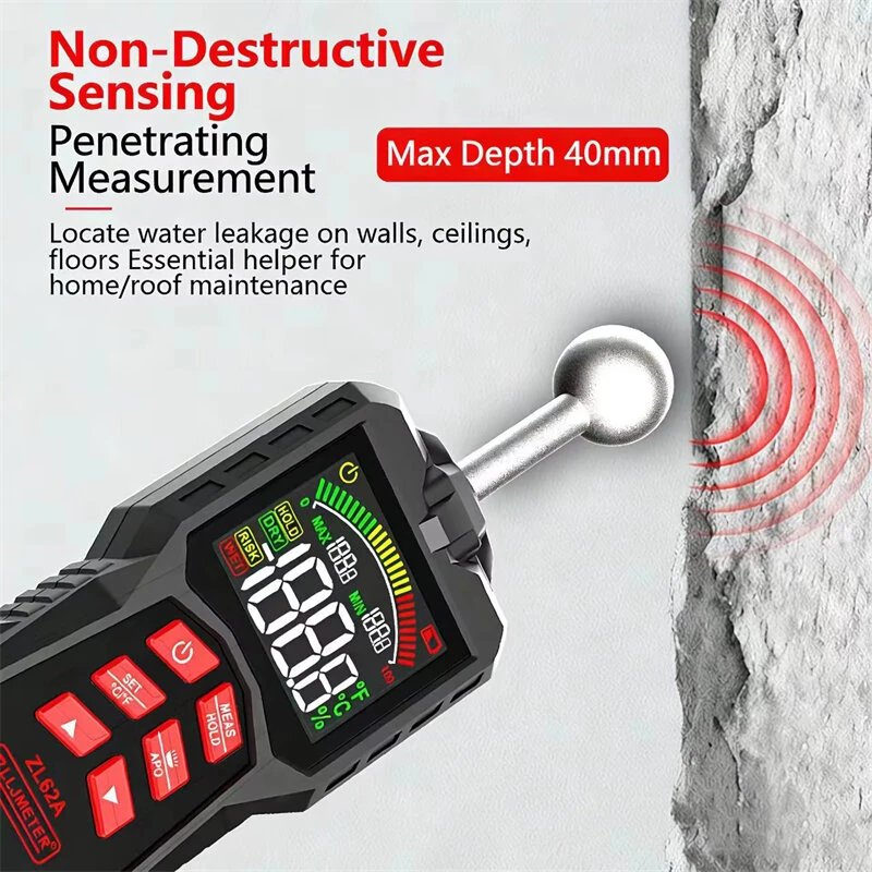 ZL62A ZL62B Spherical Induction Moisture Meter - High Precision 0.1-99.9% Range | Portable Wood Wall Tester - Image 3