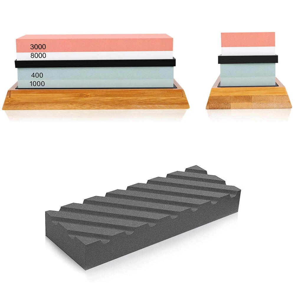 400/1000 & 3000/8000 Grit Whetstone - Double Sided Sharpening Stone for Kitchen Knives - Image 4
