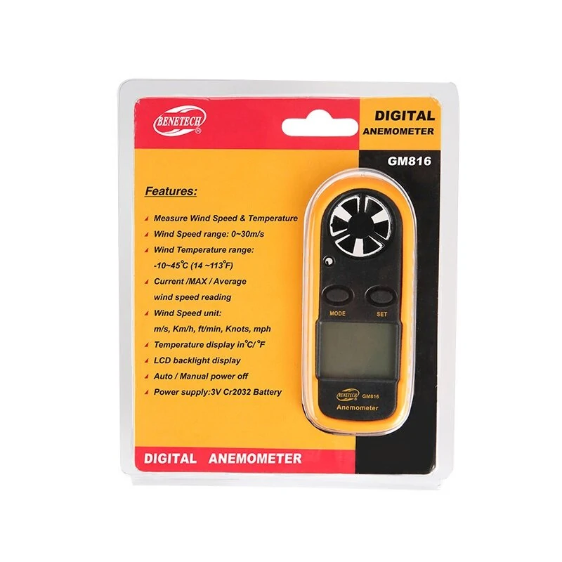 BENETECH GM816 Digital Anemometer - Wind Speed Meter with Temperature & LCD Backlight - Image 5