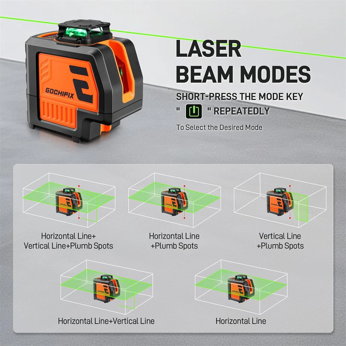 GOCHIFIX 5-Line Green Laser Level with Tripod | Self-Leveling | Floor Tile Kit - Image 3