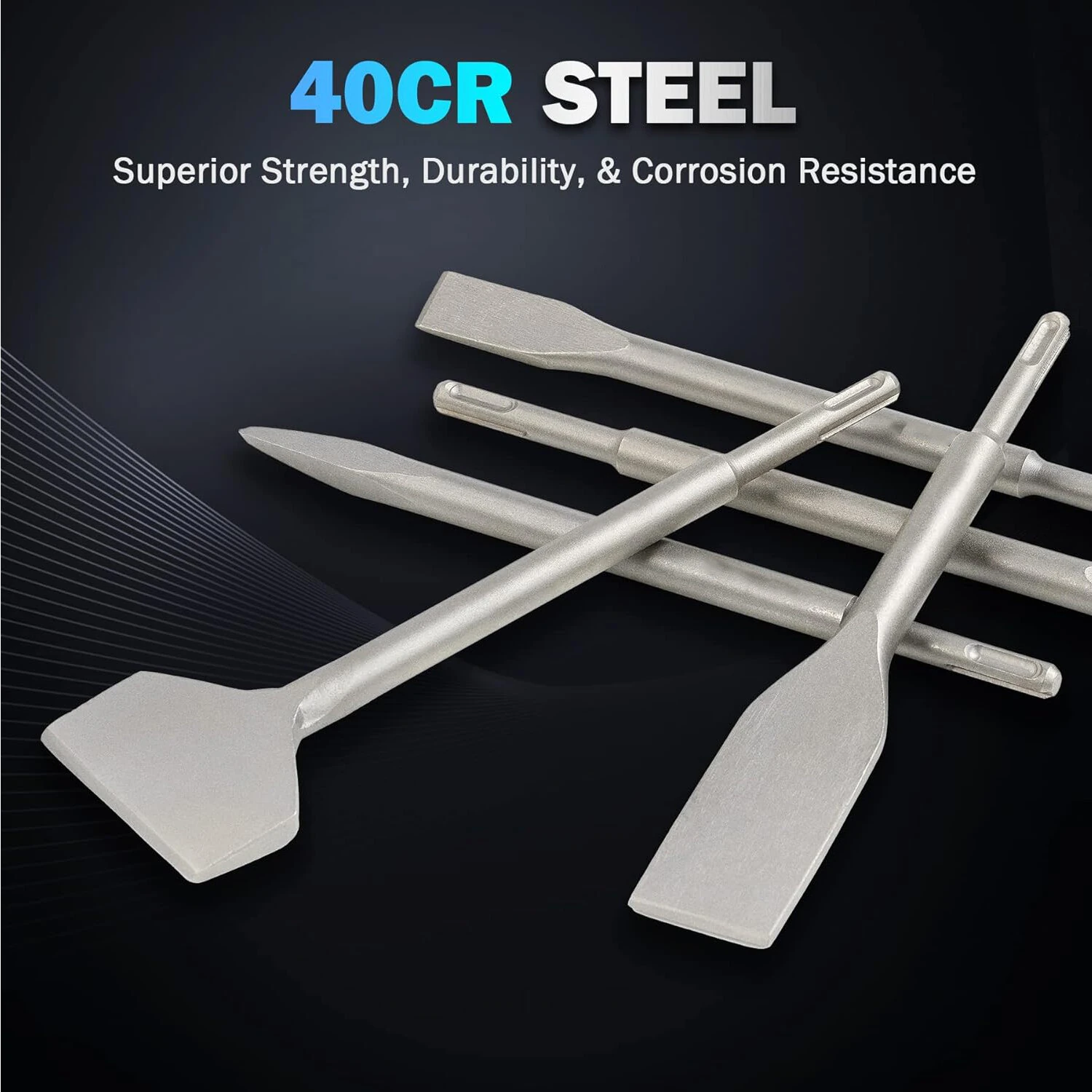 6PCS SDS Plus Chisel Set - 40Cr Steel for Concrete, Tile & Masonry - Image 3