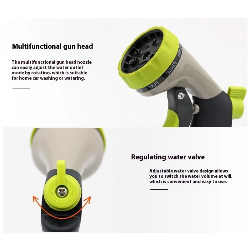 8 Function Garden Hose Spray Nozzle | High Pressure Car Wash & Watering Gun | ABS TPR Zinc Alloy - Image 5