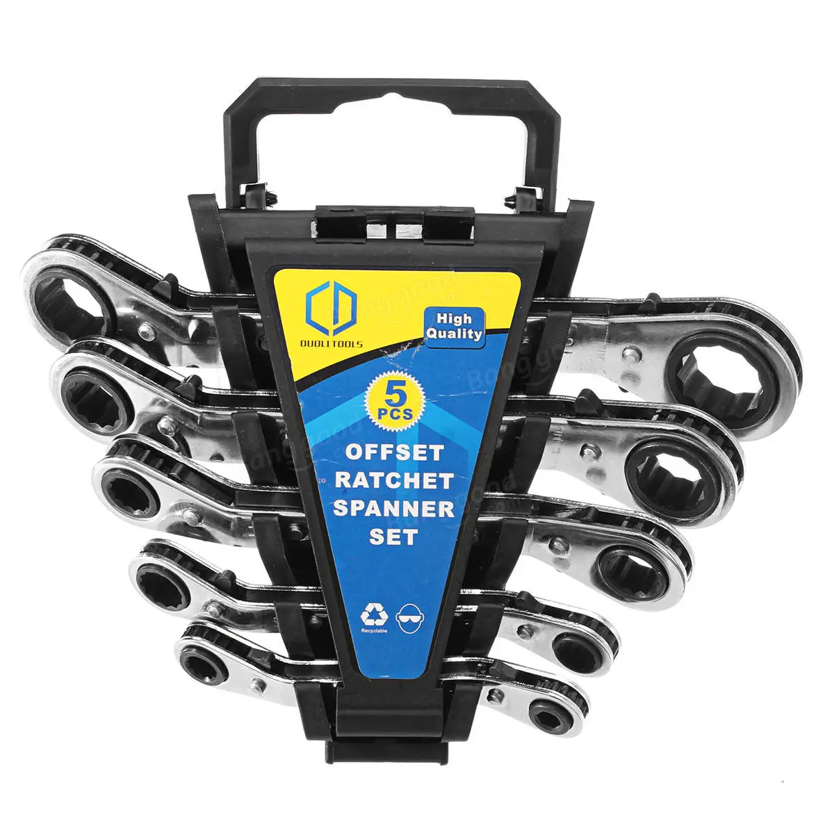 5Pcs Metric Offset Ring Wrench Set | Ratcheting Spanner Hand Tools for DIY - Image 4
