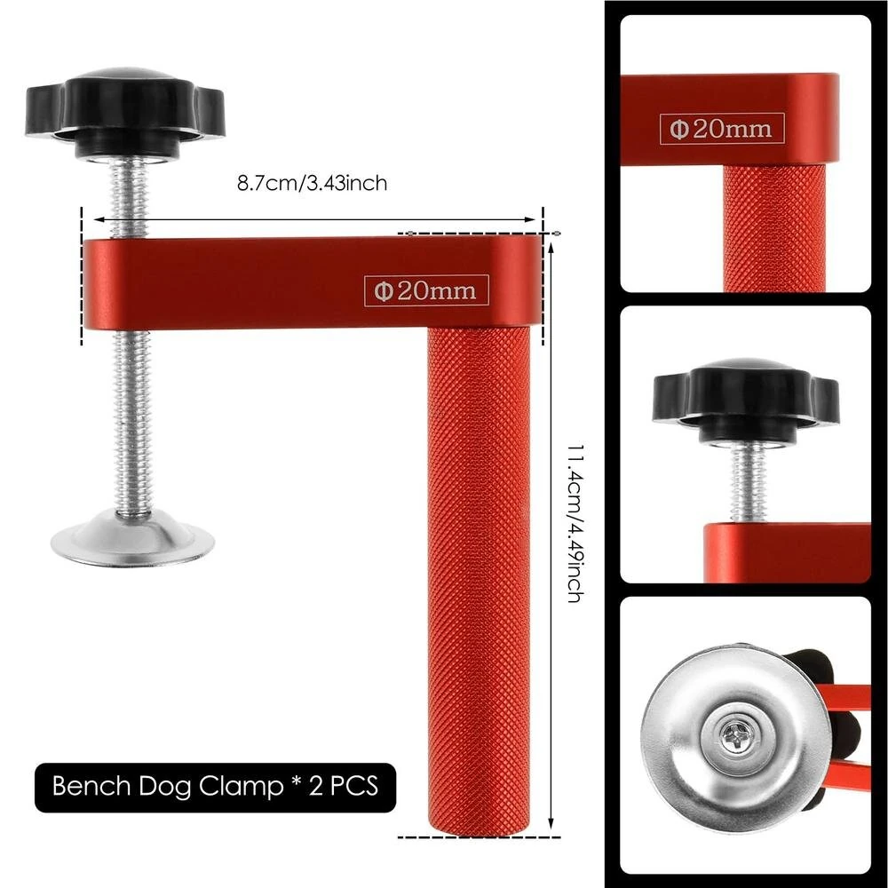 Bench Dog Clamp - Aluminum Alloy with Non-Marking Pads | Woodworking Accessories for Routing & Cutting | Two Sizes - Image 3