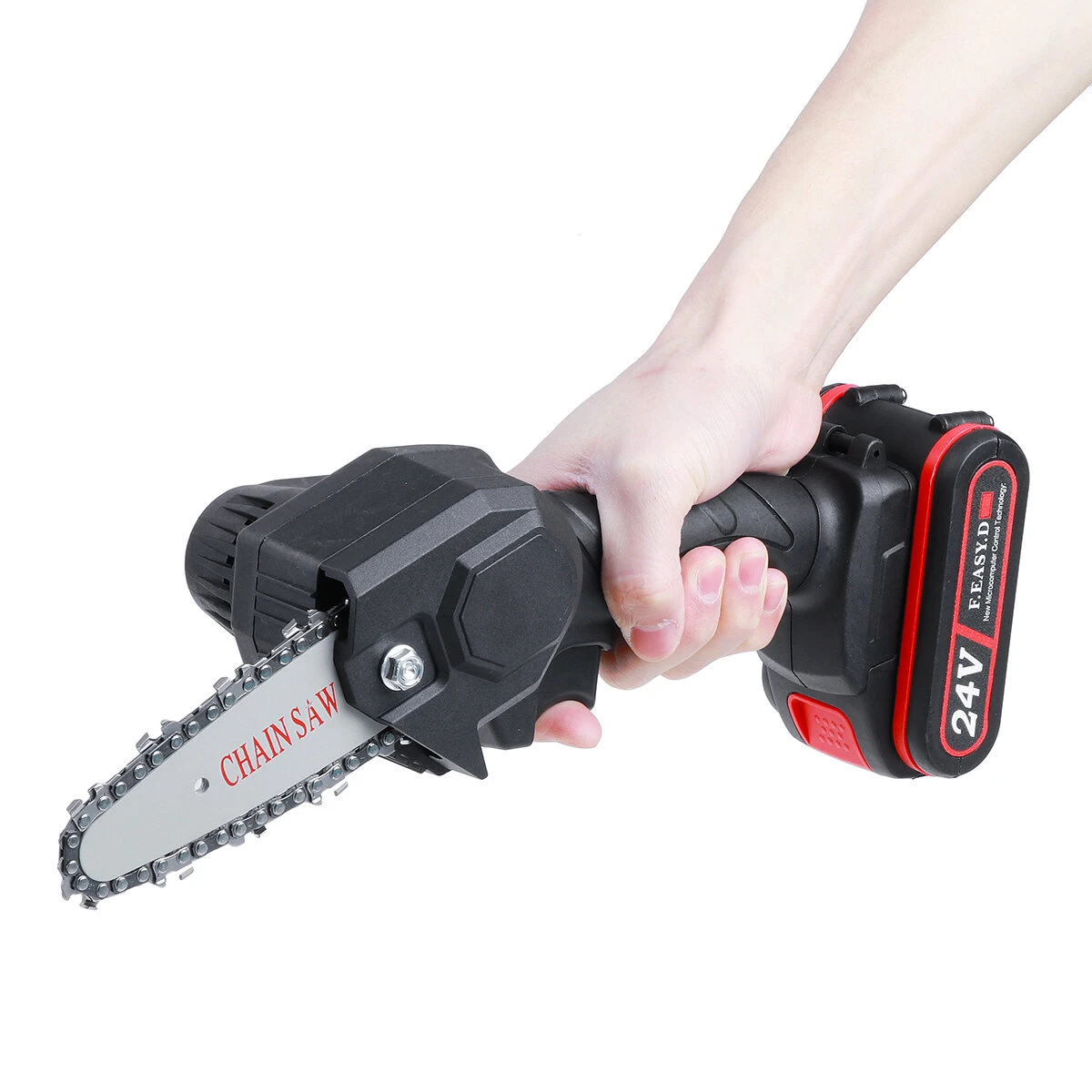 Mini Handheld Chainsaw - 24V Cordless Electric Wood Cutter - 4 Inch Bar - w/ Battery - Image 4