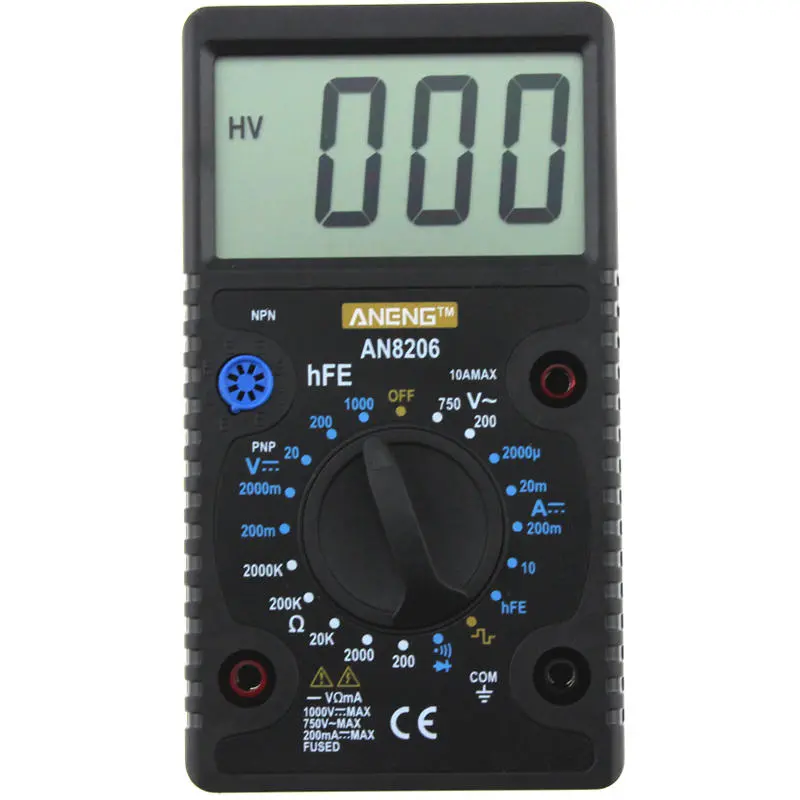 ANENG AN8206 Digital Multimeter - Voltage Ampere Ohm Tester with Buzzer & Probes - Image 2