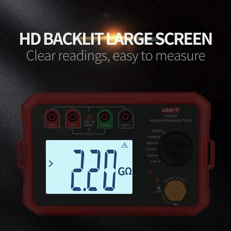 UNI-T UT502C 2500V Insulation Resistance Tester - Digital Megohmmeter | Auto Range - Image 5