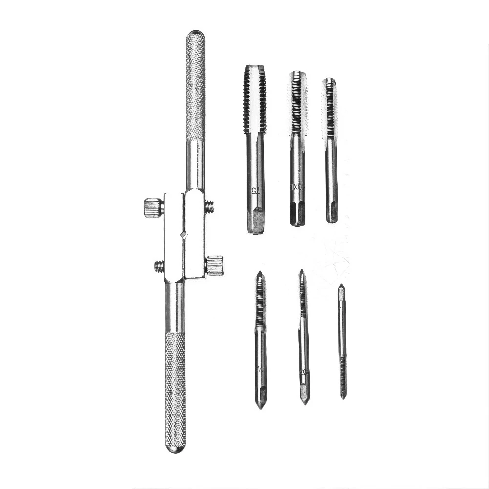 Drillpro 6pcs M4-M12 Thread Tap Set with Adjustable Wrench | Hand Tapping Tool - Image 2