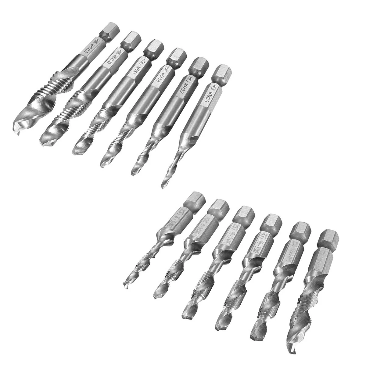 Drillpro 6pc HSS Countersink Drill Bit Set - 1/4 Hex Shank for UNC & Metric - Image 2