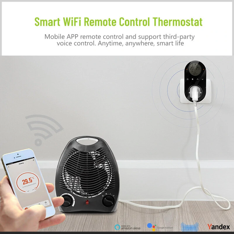 Smart WiFi Thermostat - Wireless Plug-in Heater Controller with LCD Display - Image 3