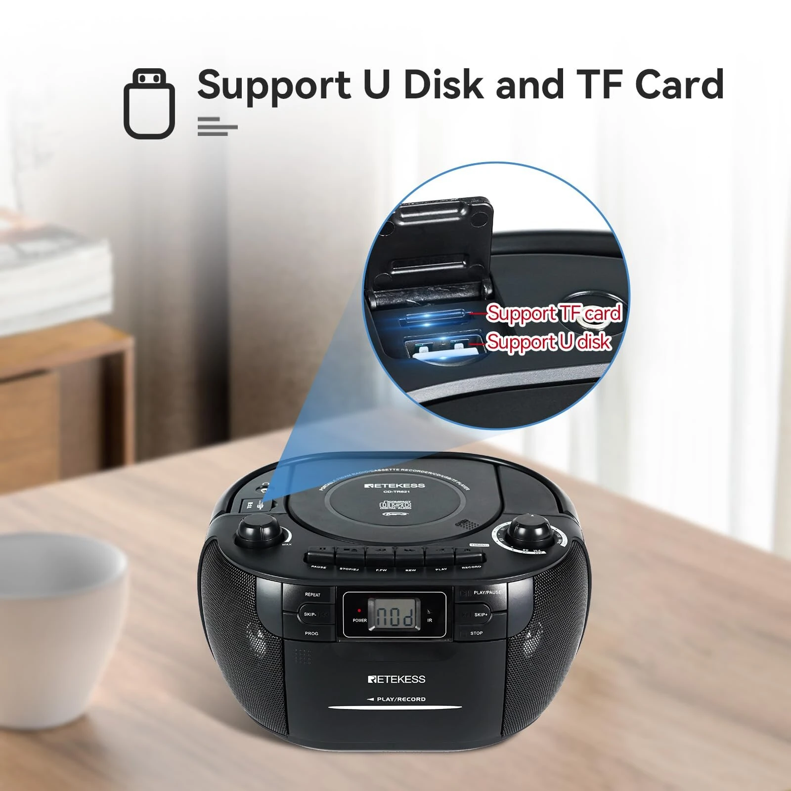 Retekess TR621 AM/FM Radio | CD Player with USB/TF Support & Remote Control - Image 3