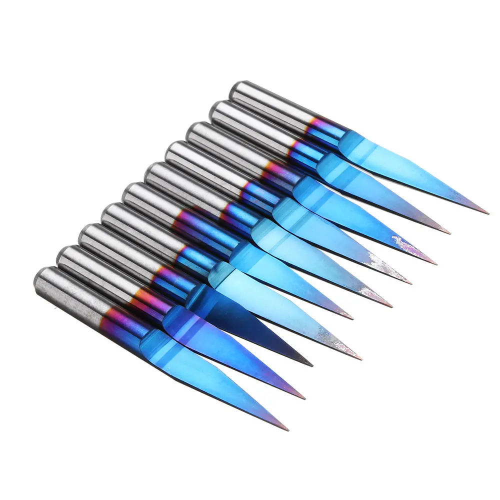 Drillpro 10pcs Nano Coated Carbide Engraving Bits - 0.1-0.3mm 15 Degree Flat Bottom - PCB CNC Router Tool - Image 3