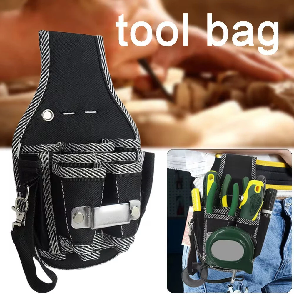 9 Pocket Electrician Tool Bag - 600D Nylon Waist Pouch with Reinforced Edges - Image 3