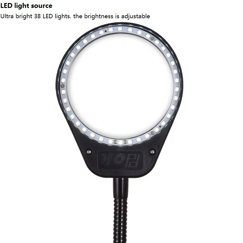 PD-4S USB Magnifier Lamp - 8x Magnifying Glass with 38 LED Lights for PCB Inspection & Reading - Image 5