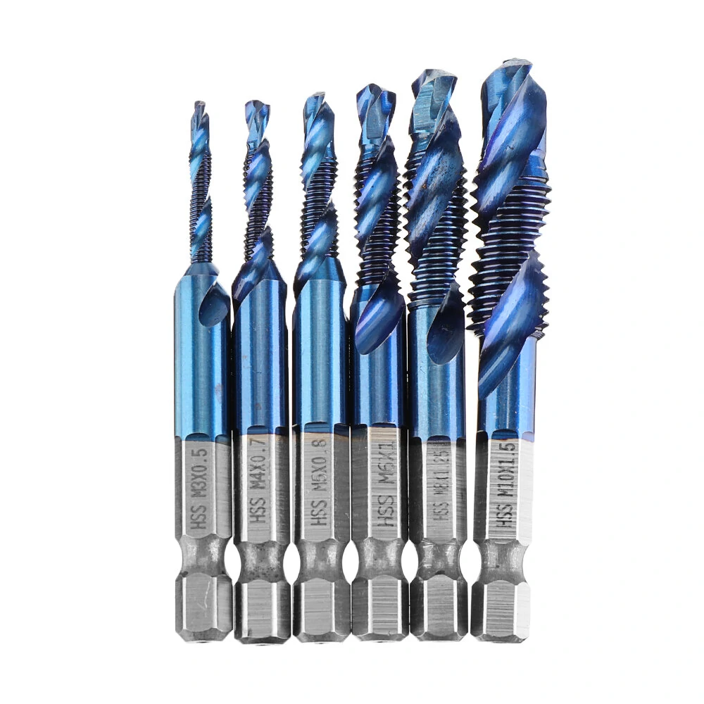 Drillpro 6pc M3-M10 Drill Tap Bit Set | HSS Blue Nano Deburr Countersink Bits - Image 2