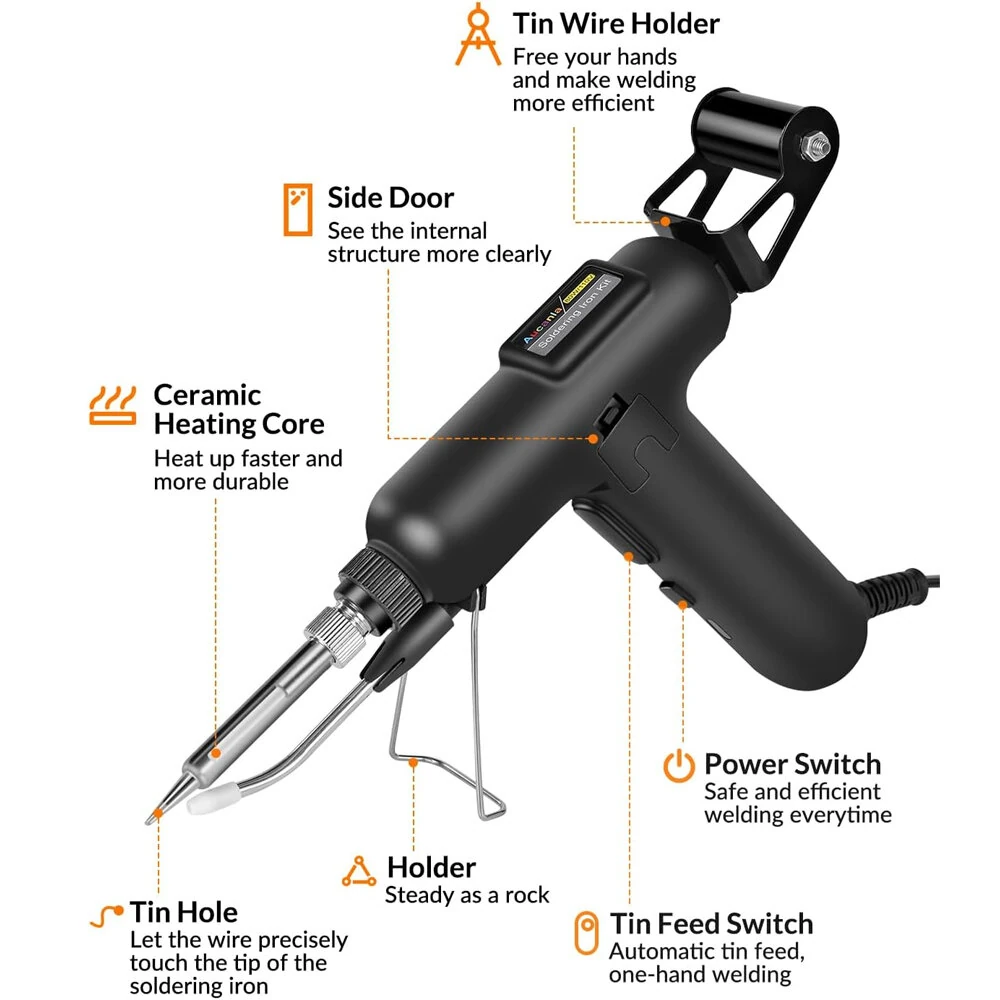 80W Automatic Soldering Iron Kit - 110V/220V with Ceramic Heater for Electronics Repair - Image 2