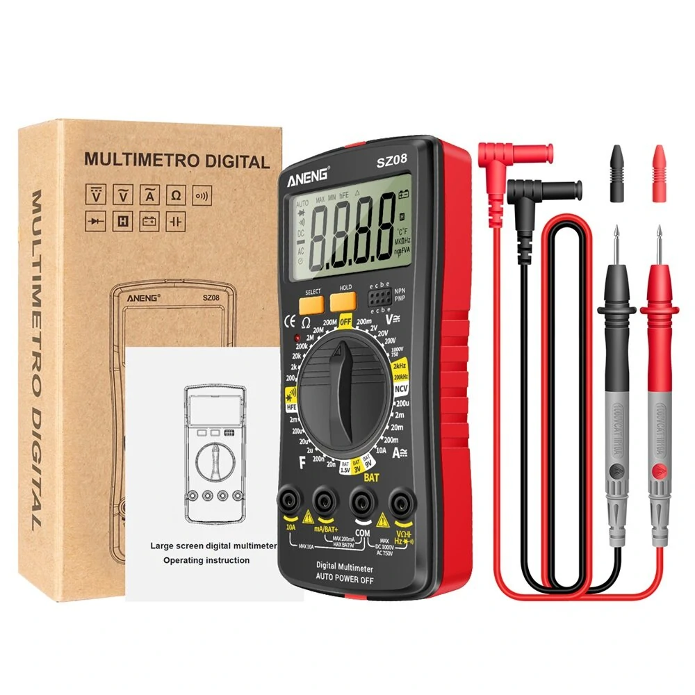 ANENG SZ08 Ultra-thin Digital Multimeter | AC/DC 220V Tester with Stowable Test Pen - Image 2