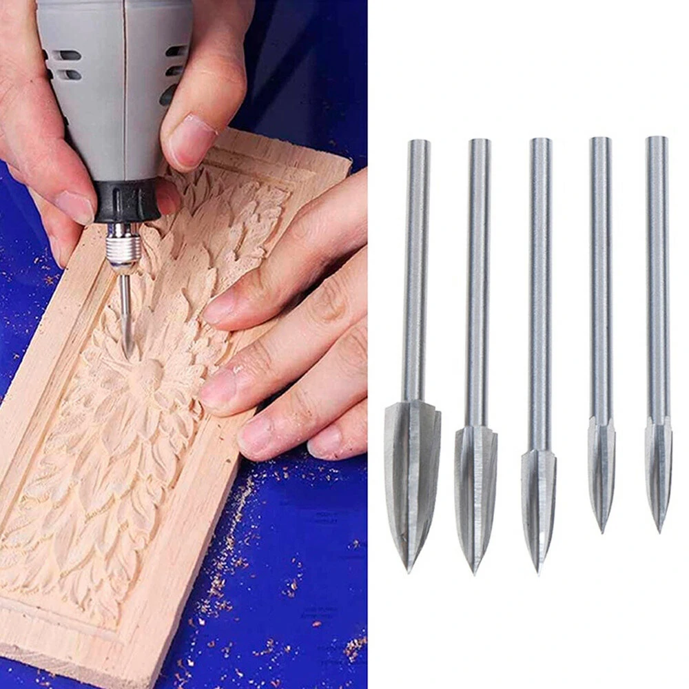 5pcs 3mm Shank HSS Wood Carving Bits | Engraving & Milling Cutter Set - Image 5