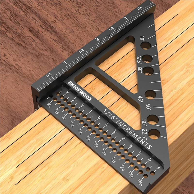 ENJOYWOOD 3D Multi-Angle Measuring Ruler | T-Type Square Protractor Tool | Aluminum Alloy for Woodworking - Image 3