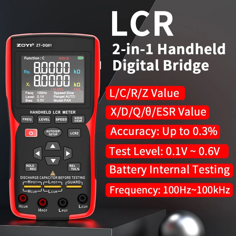 ZOYI ZT-DQ01 Digital LCR Bridge Tester - Handheld Meter 0.3% Accuracy - Image 2