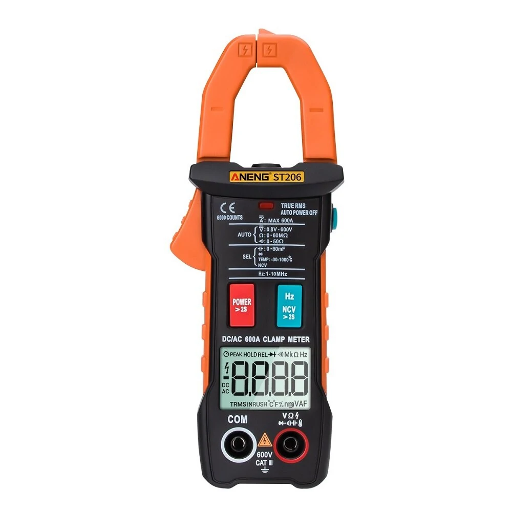ANENG ST206 Digital Clamp Meter - 6000 Count True RMS AC/DC Current Tester - Image 4
