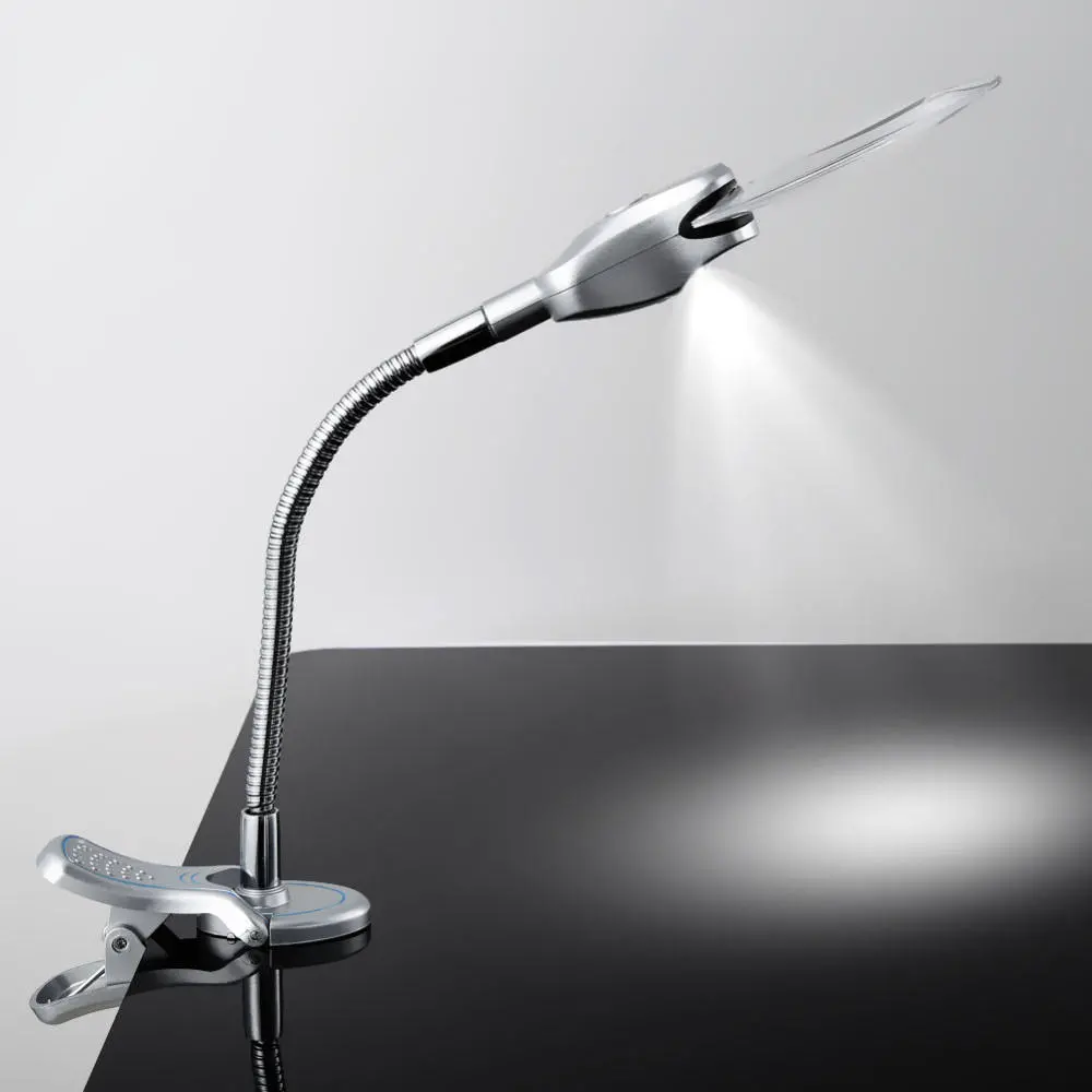 6x Magnifying Glass with LED Light | 107mm Metal Hose Desk Lamp & Clamp - Image 3