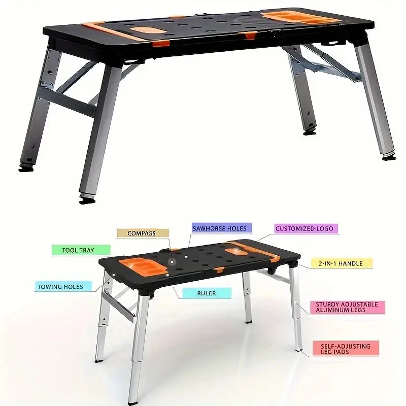ONKEL.J 7-in-1 Folding Portable Workbench - Painted Work Table & Sawhorse - Image 4