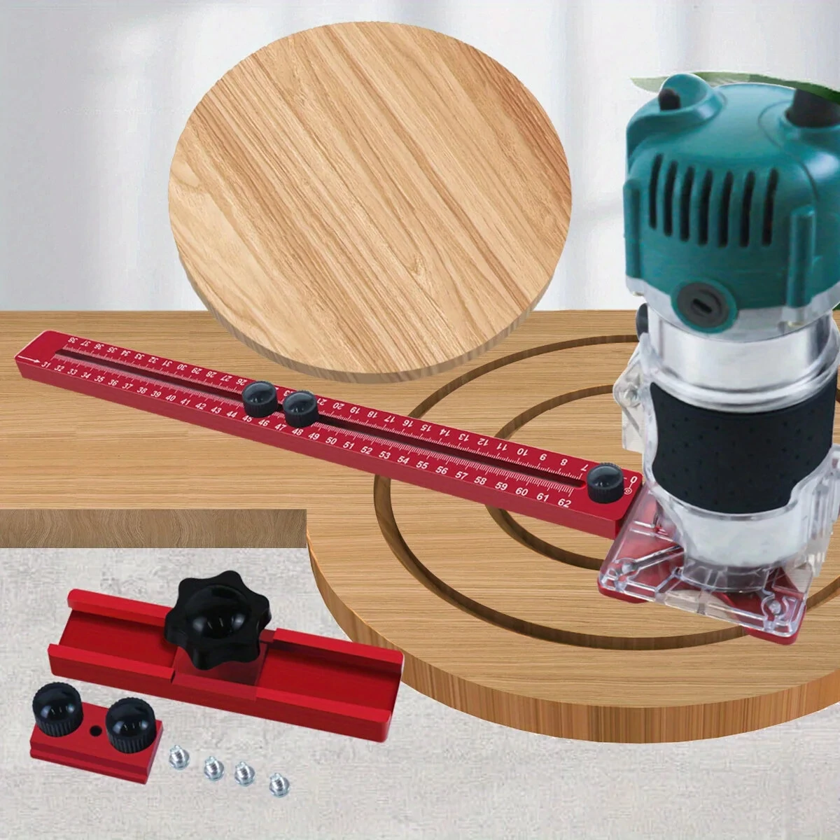 4 in 1 Router Jig | Aluminum Circle Cutting & Groove Bracket for Cabinet Hardware - Image 2