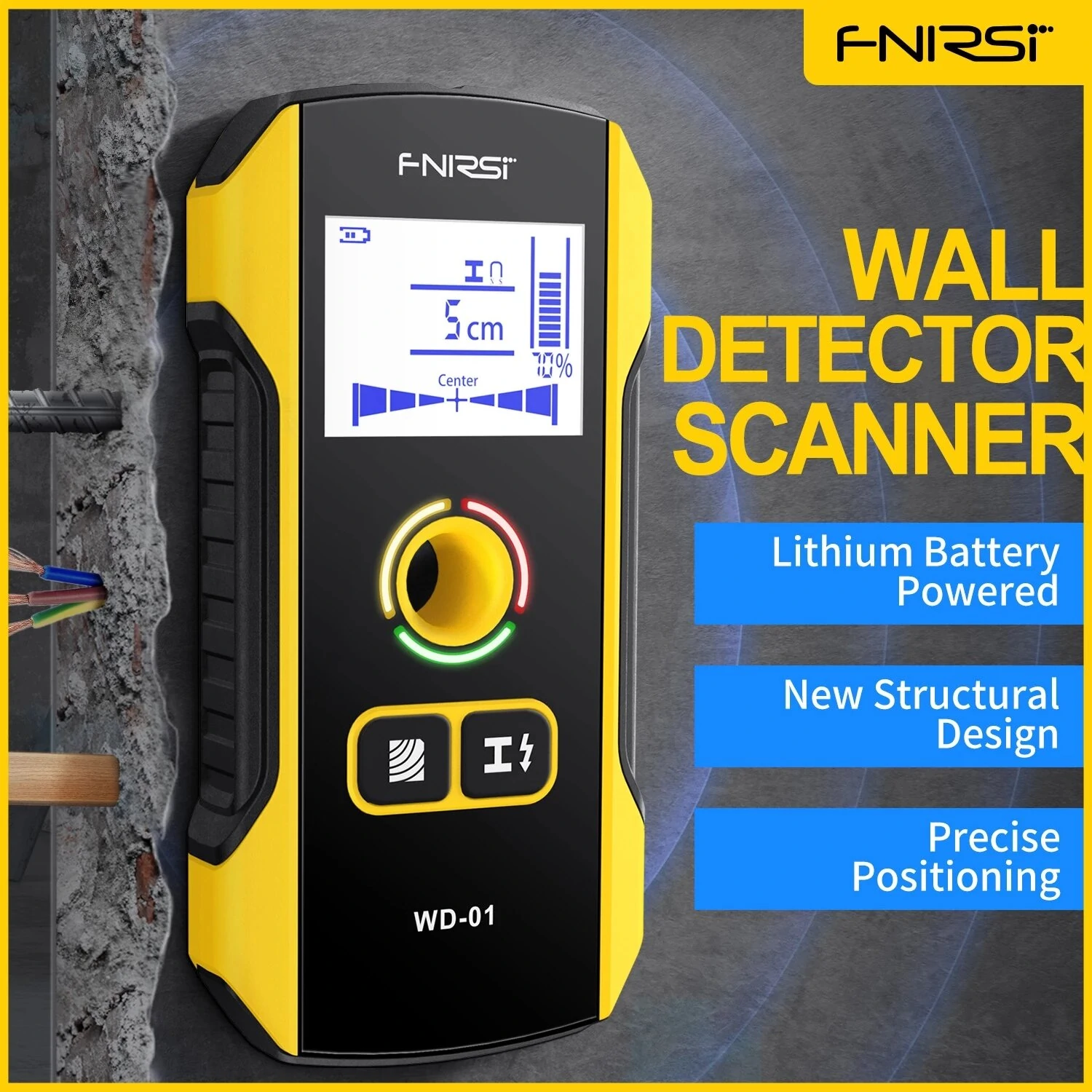 FNIRSI WD-01 Metal Detector Wall Scanner | Find Studs, Wires, Metal & Wood - Image 2