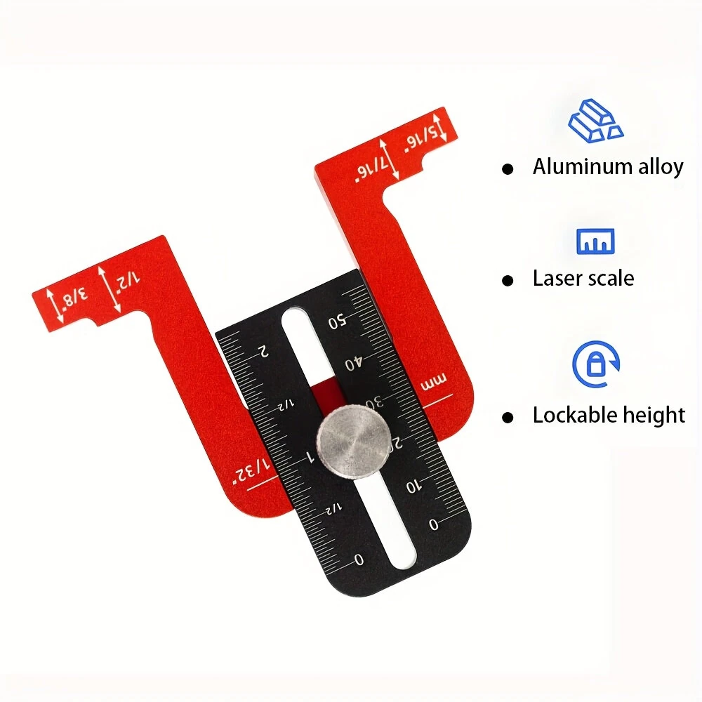 Precision Aluminum Alloy Height Gauge - Adjustable Depth Tool for Table Saw & Drill Press | Dual Metric & Imperial Scales - Image 3