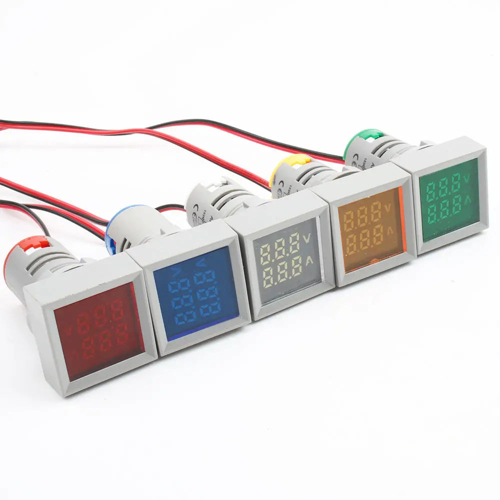Pilot Lamp Light Dual 22mm Digital Voltmeter Ammeter - AC 50-500V 0-100A | Dual LED - Image 2