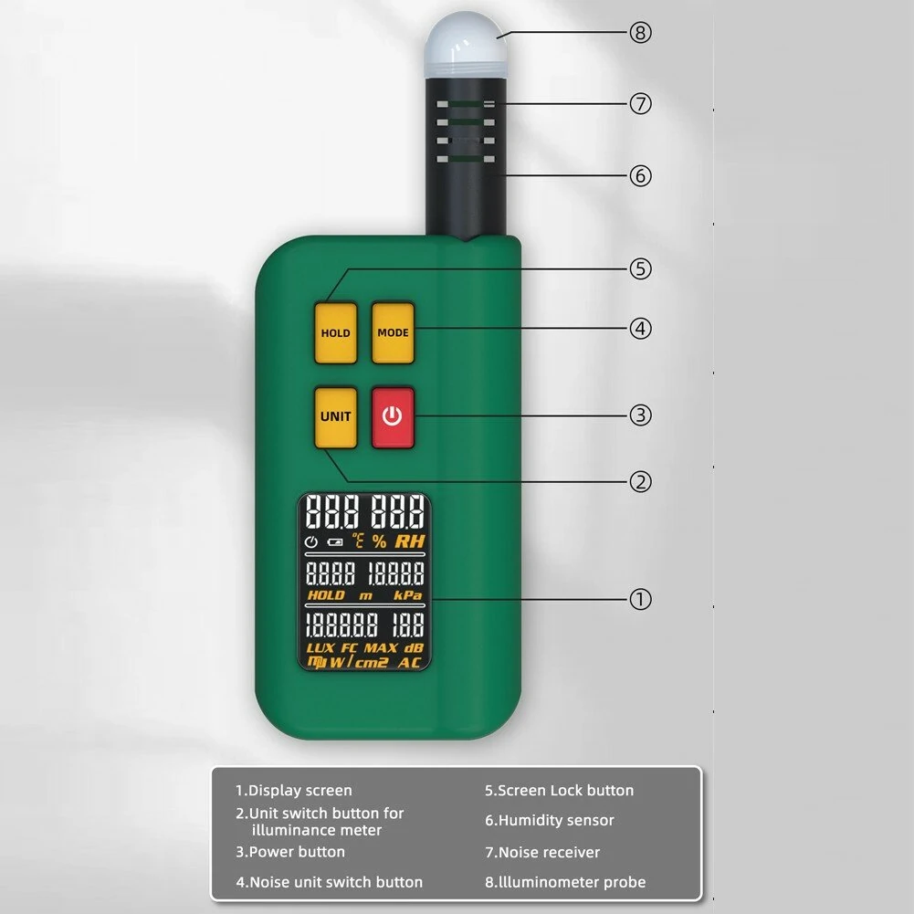 BSIDE GX1 4-in-1 Tester - Ambient Temperature, Humidity, Light & Noise Meter - Image 5
