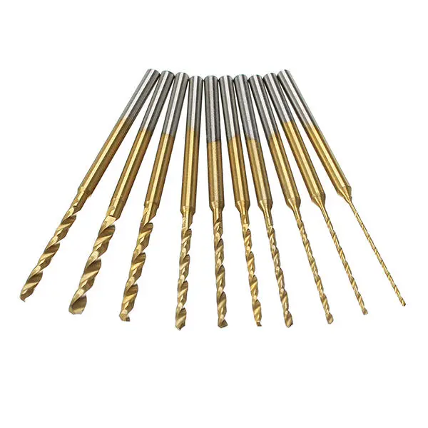 10pcs HSS Twist Drill Bits Set - Titanium Coated 0.6-2.2mm High Speed Steel - Image 3