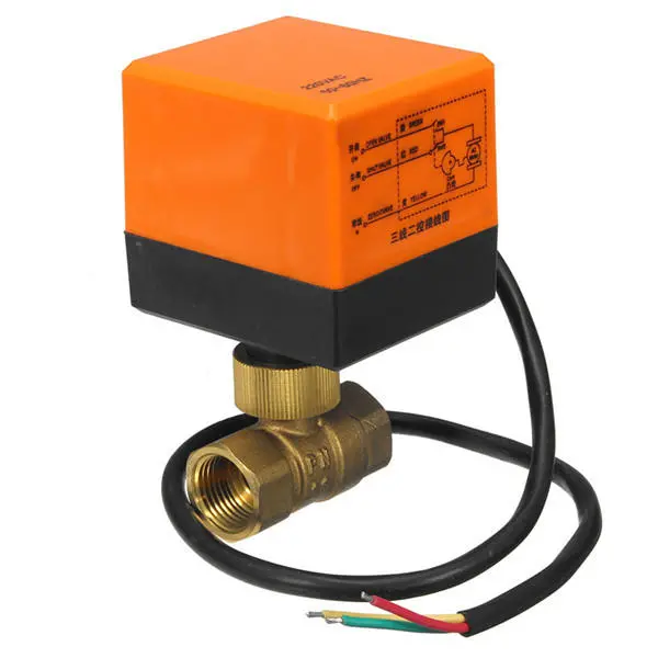 DN15/DN20 220V 4W Brass Motorized Ball Valve | 2-Way 3-Wire Electrical - Image 2