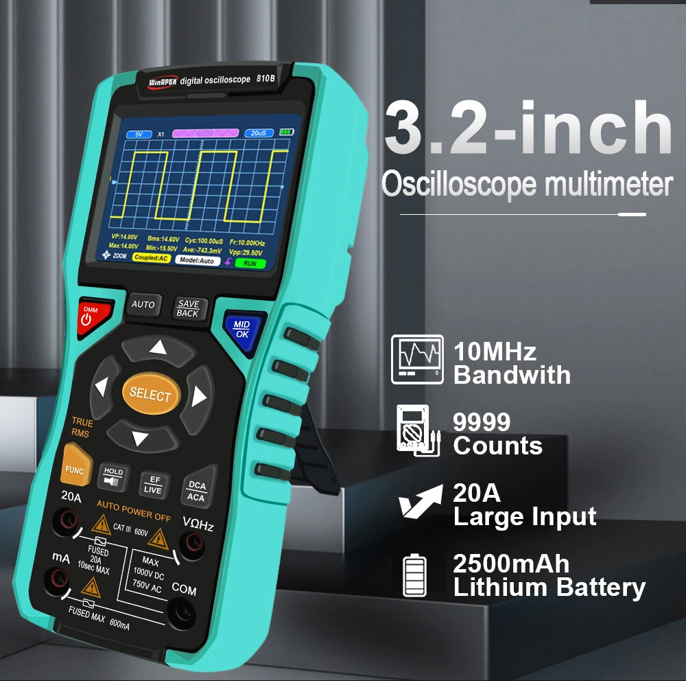 WINAPEX 810B Digital Oscilloscope Multimeter - 10MHz 2-in-1 Scope DMM ±400V Protection - Image 5