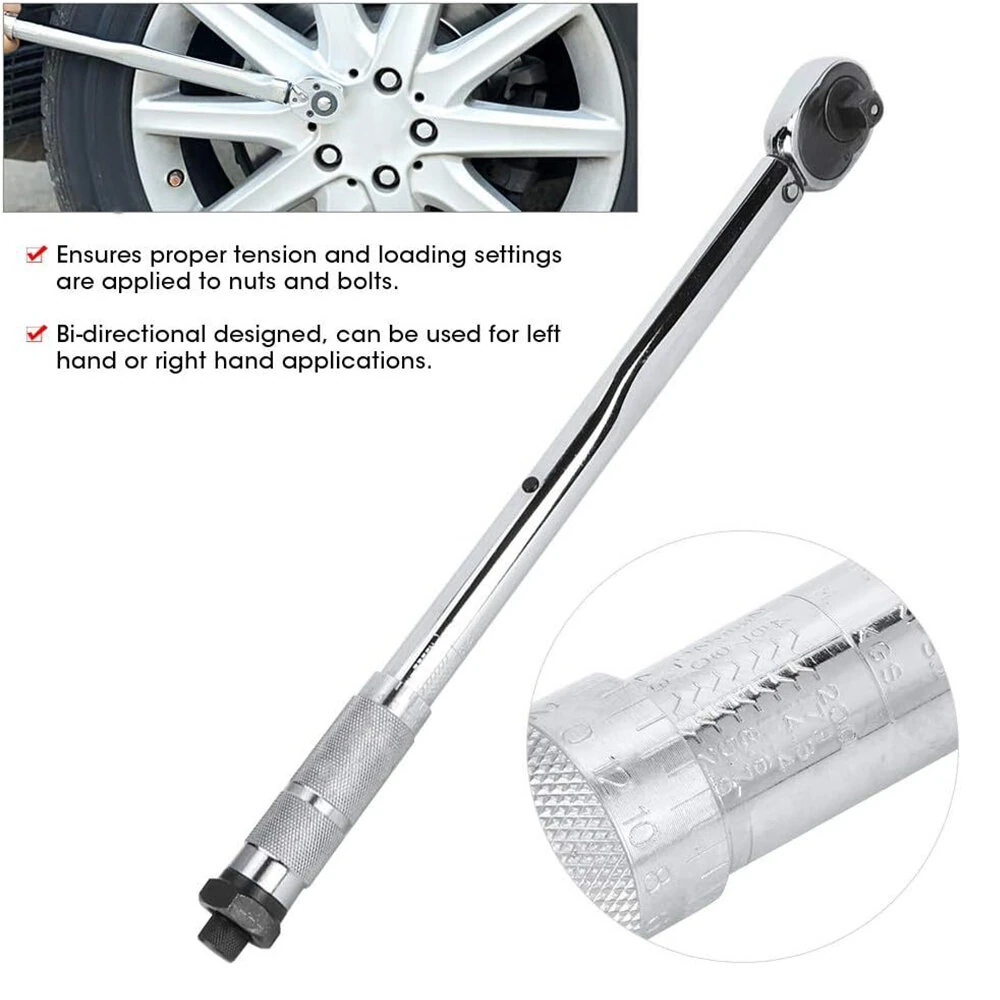 5PCS Torque Wrench Set 28-210Nm | Bi-Directional Heat-Treated Steel | 3 Sockets & Extension Bar - Image 5