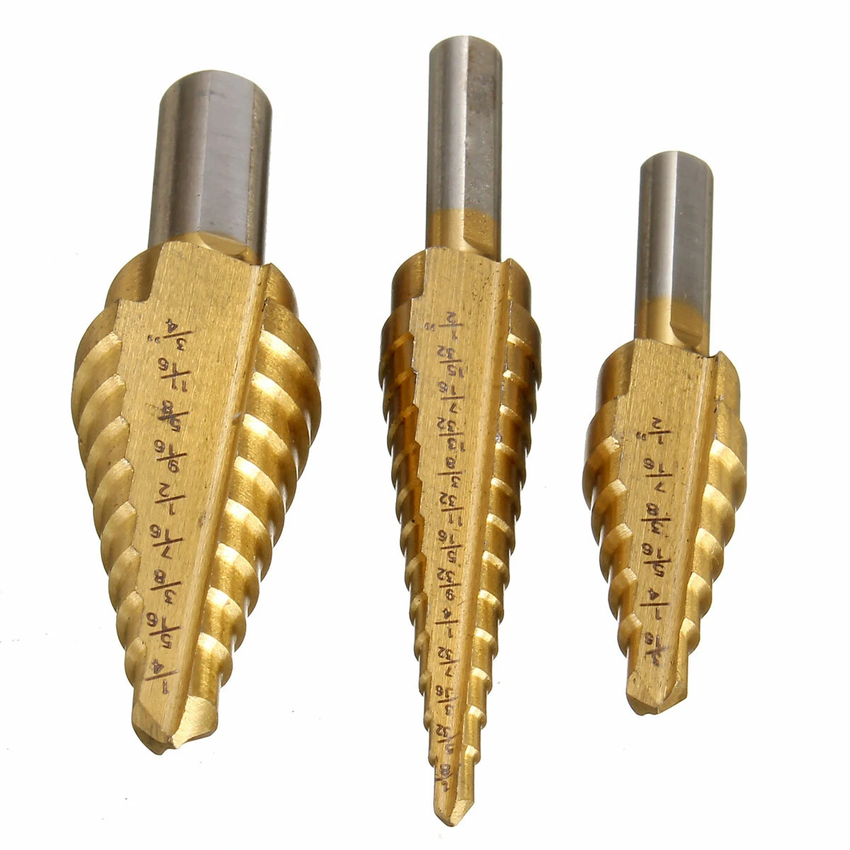 Drillpro 3Pcs HSS Titanium Step Drill Bits Set | 3/16-1/2 1/8-1/2 1/4-3/4 Inch | Quick Change - Image 3