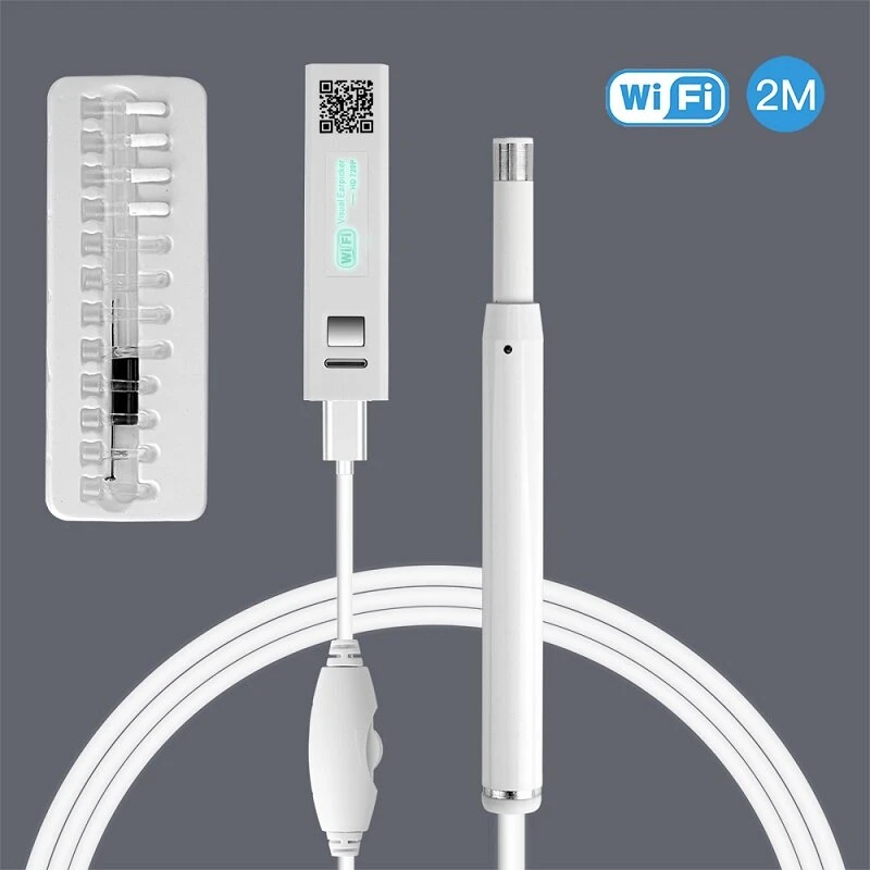 F170B White WiFi Otoscope | Wireless Ear Cleaner & USB Borescope Inspection Camera - Image 2